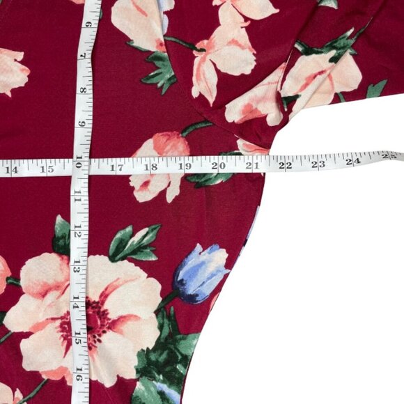 Forever 21+ Floral Low Cut V-Neck Floral 3/4 Sleeve Midi Dress Occasion Event XL - Picture 4 of 7